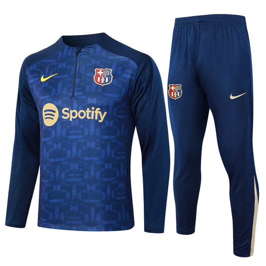 Barcelona 1/4 Zip Tracksuit Set Blue/Navy