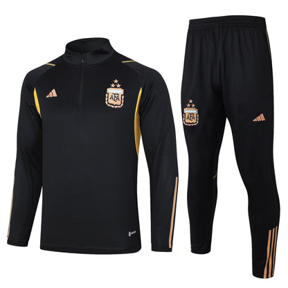 Argentina 1/4 Zip Tracksuit Set Black/Gold