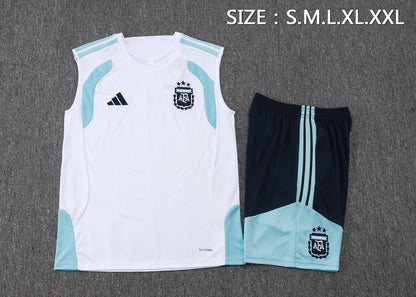 Argentina Sleeveless Training Kit - White/Light Blue/Navy
