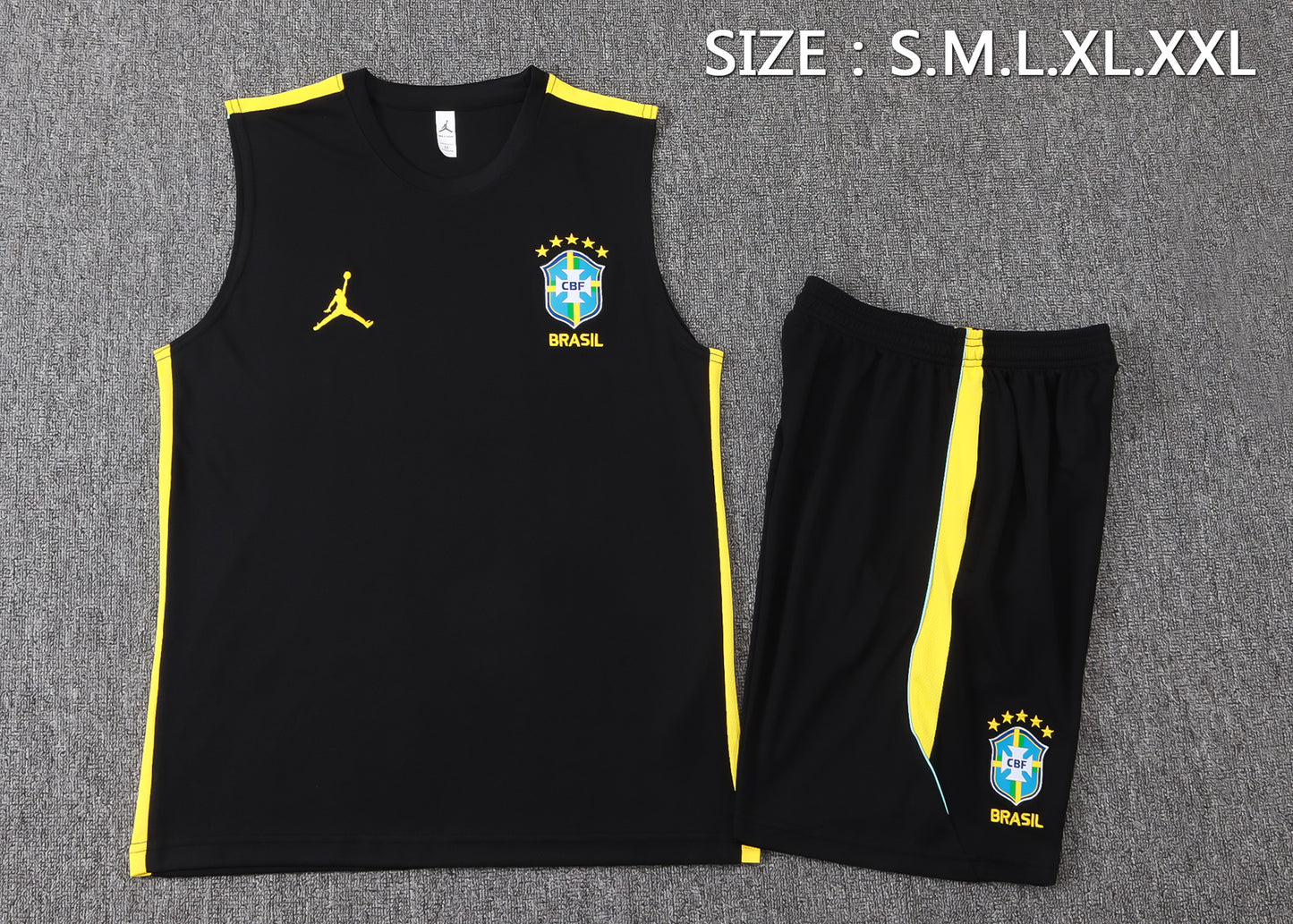 Brazil Sleeveless Training Kit - Black/Yellow Jordan