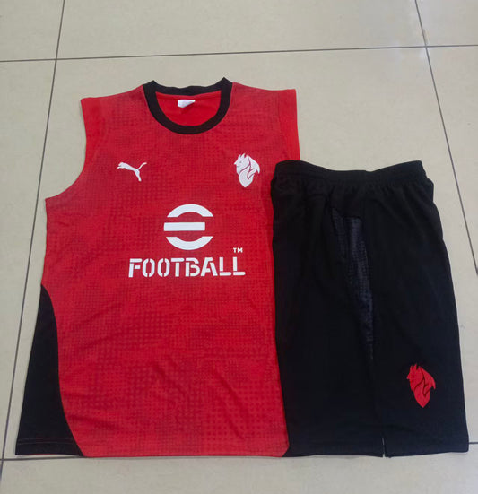 AC Milan Sleeveless Training Kit - Red/Black