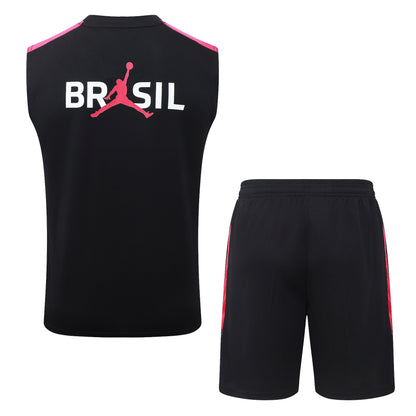 Brazil Sleeveless Training Kit - Black/Red Jordan