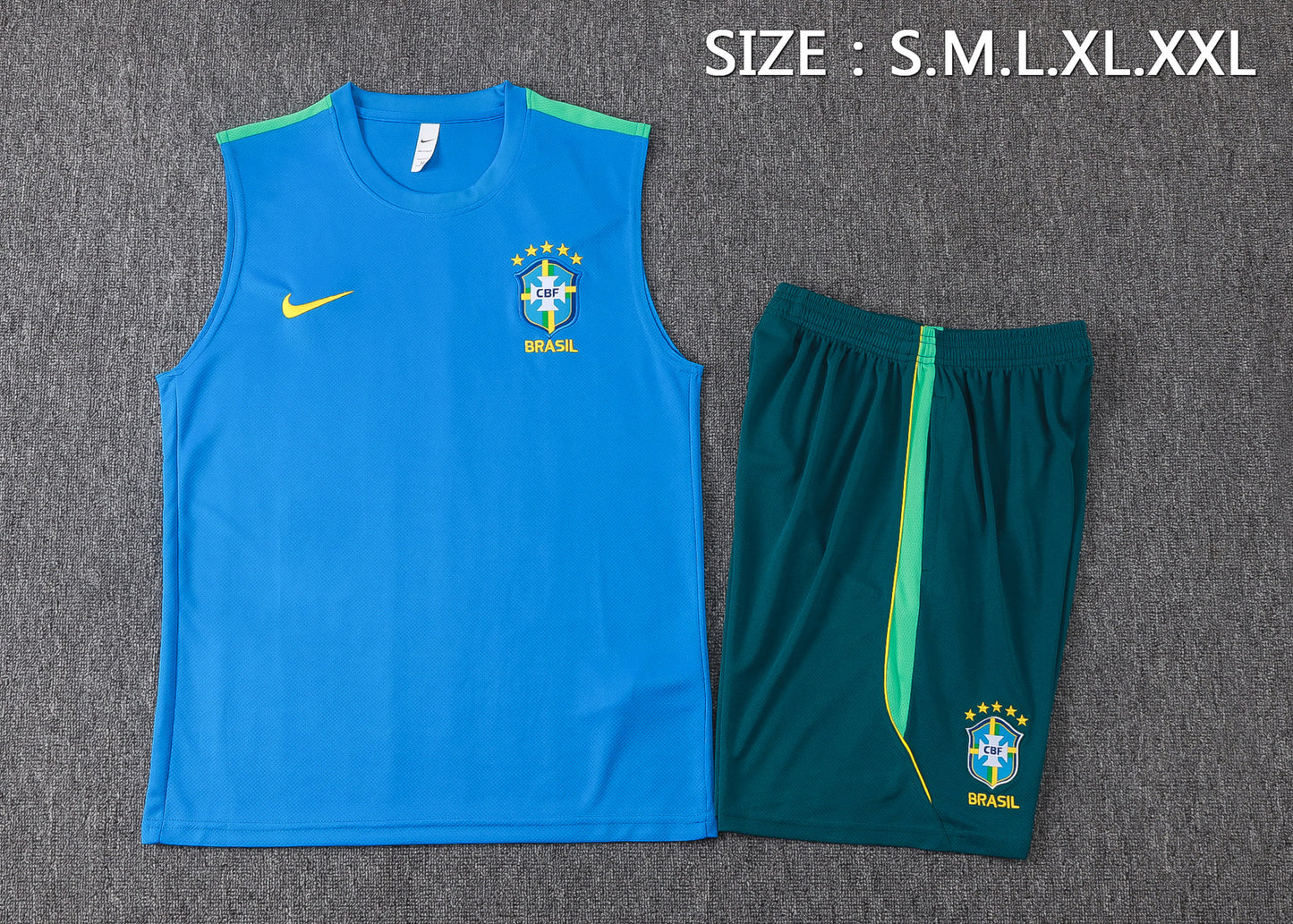 Brazil Sleeveless Training Kit - Light Blue/Teal