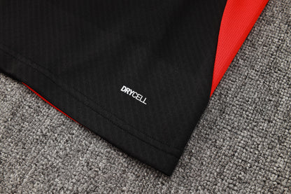 AC Milan 1/4 Zip Tracksuit Set Black/Red/Gold
