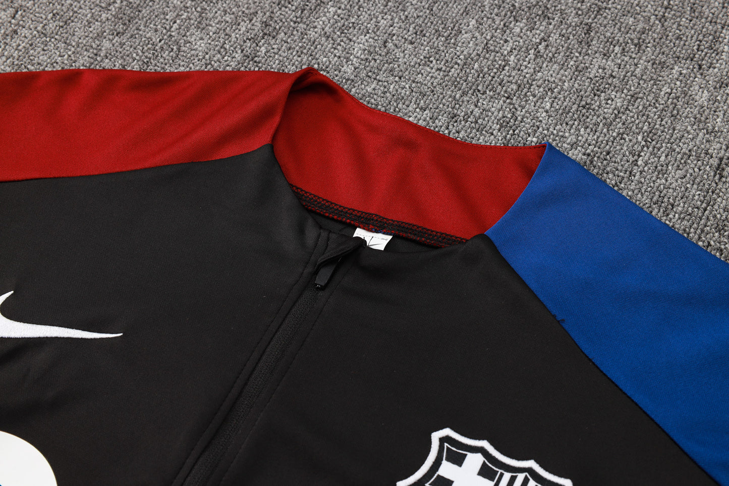 Barcelona 1/4 Zip Tracksuit Set Black/Red/Blue