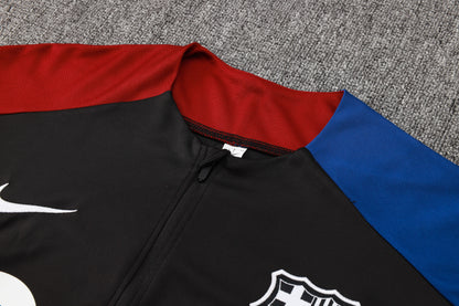 Barcelona 1/4 Zip Tracksuit Set Black/Red/Blue