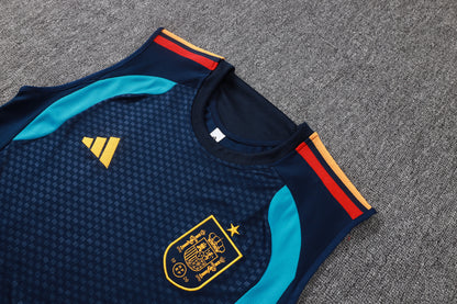 Spain Sleeveless Training Kit - Navy/Light Blue
