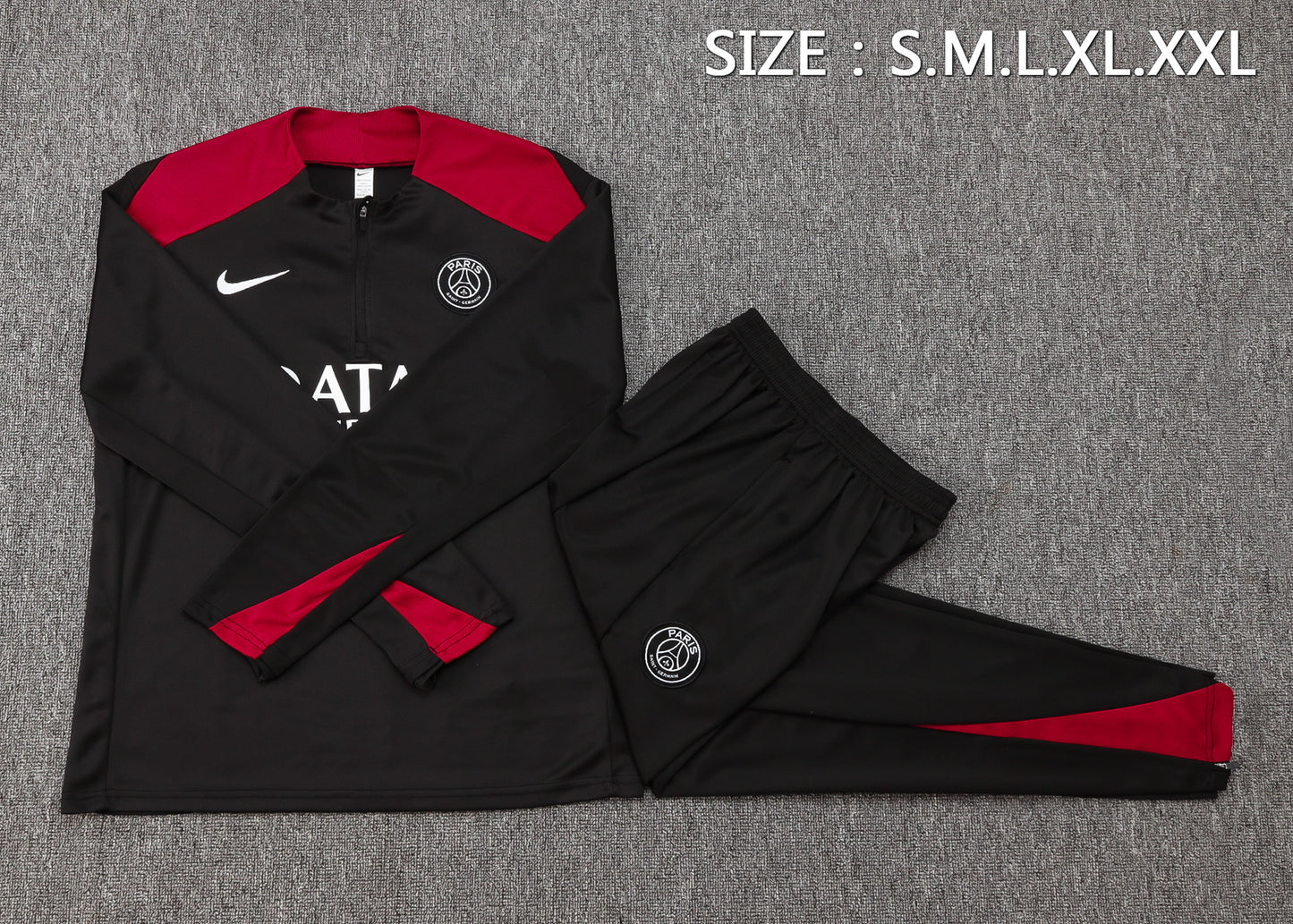 PSG 1/4 Zip Tracksuit Set Black/Red