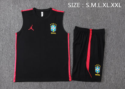 Brazil Sleeveless Training Kit - Black/Red Jordan