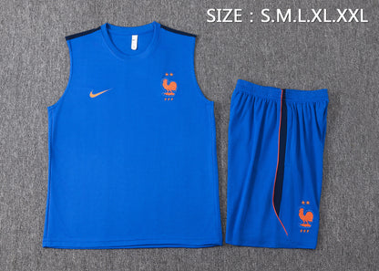 France Sleeveless Training Kit - Blue